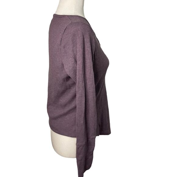 NWOT Women's Chaser waffle knit purple long sleeve henley top - Small - Picture 3 of 4